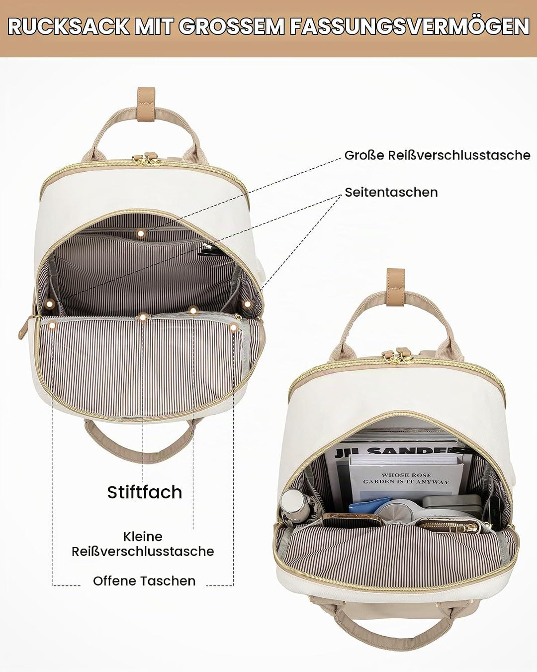 LOVEVOOK Rucksack Damen, 17 Zoll Laptop Schulrucksack Reiserucksack Wasserdicht Arbeitstasche Backpa