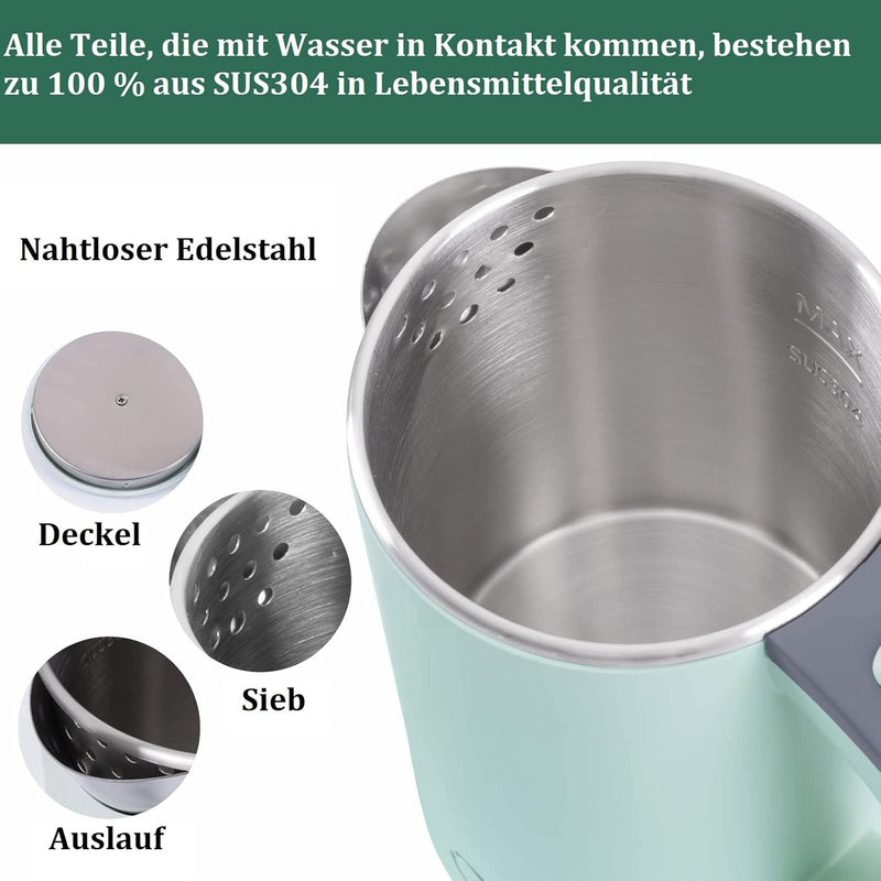 Wasserkocher Klein 800ML Reisewasserkocher, 5 Minuten schnelles Kochen Tragbarer Mini Camping Wasser