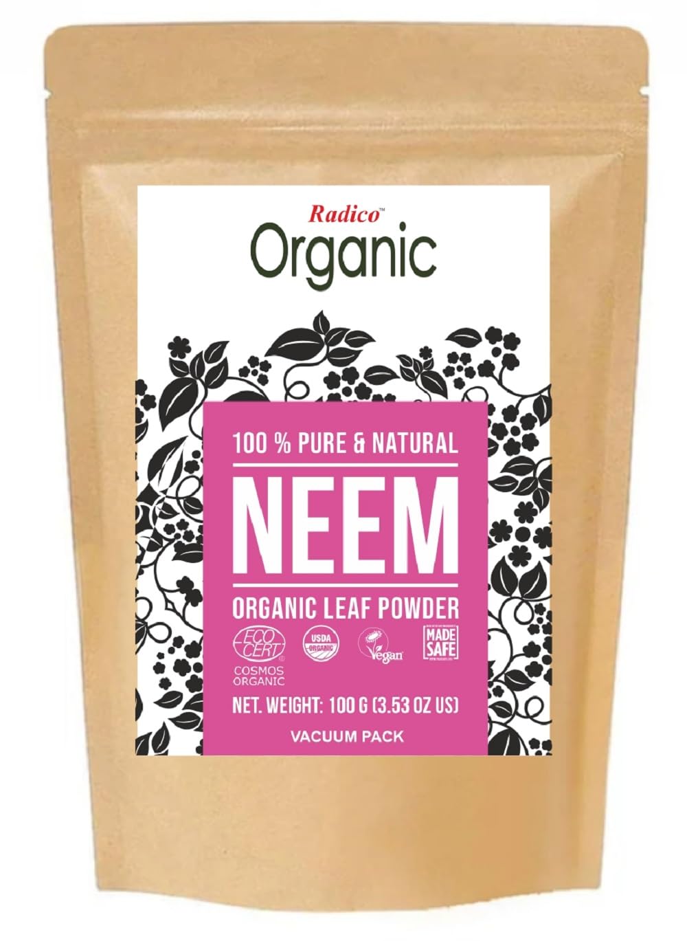 Radico | 100% Organic Neem Leaf Powder | Haarreinigung und Haarpflege | Antibakteriell | Gegen fetti