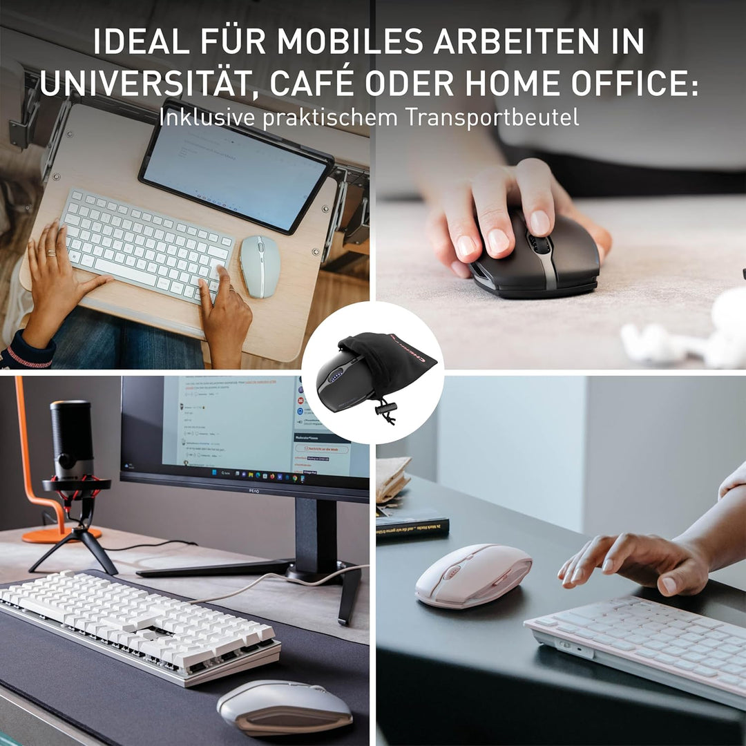 CHERRY GENTIX BT, Kabellose Bluetooth-Maus, Multi-Device-Funktion für bis zu 3 Geräte, Umschaltbare