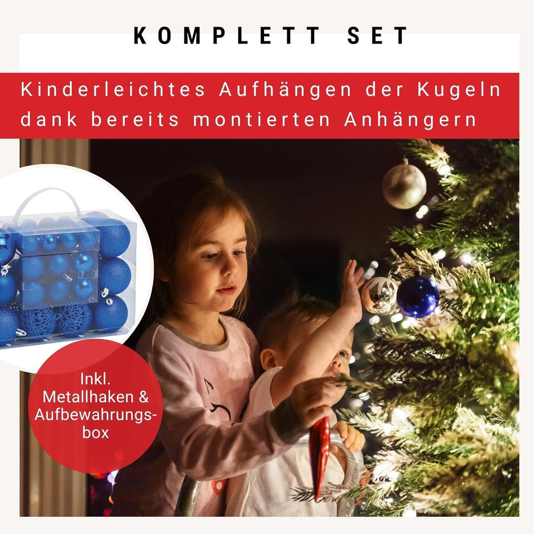 WOMA Christbaumkugeln Set Blau & 22 weiteren Farben - 50er & 100er Weihnachtskugeln Set - Weihnachts