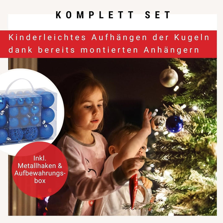 WOMA Christbaumkugeln Set Blau & 22 weiteren Farben - 50er & 100er Weihnachtskugeln Set - Weihnachts