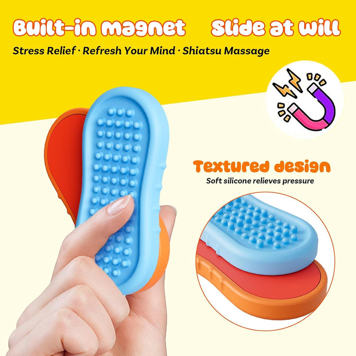 6 Stück Magnetische Fidget Toys, Magnetische Anziehungskraft Stress Bälle mit Silikonhülle, Sensory