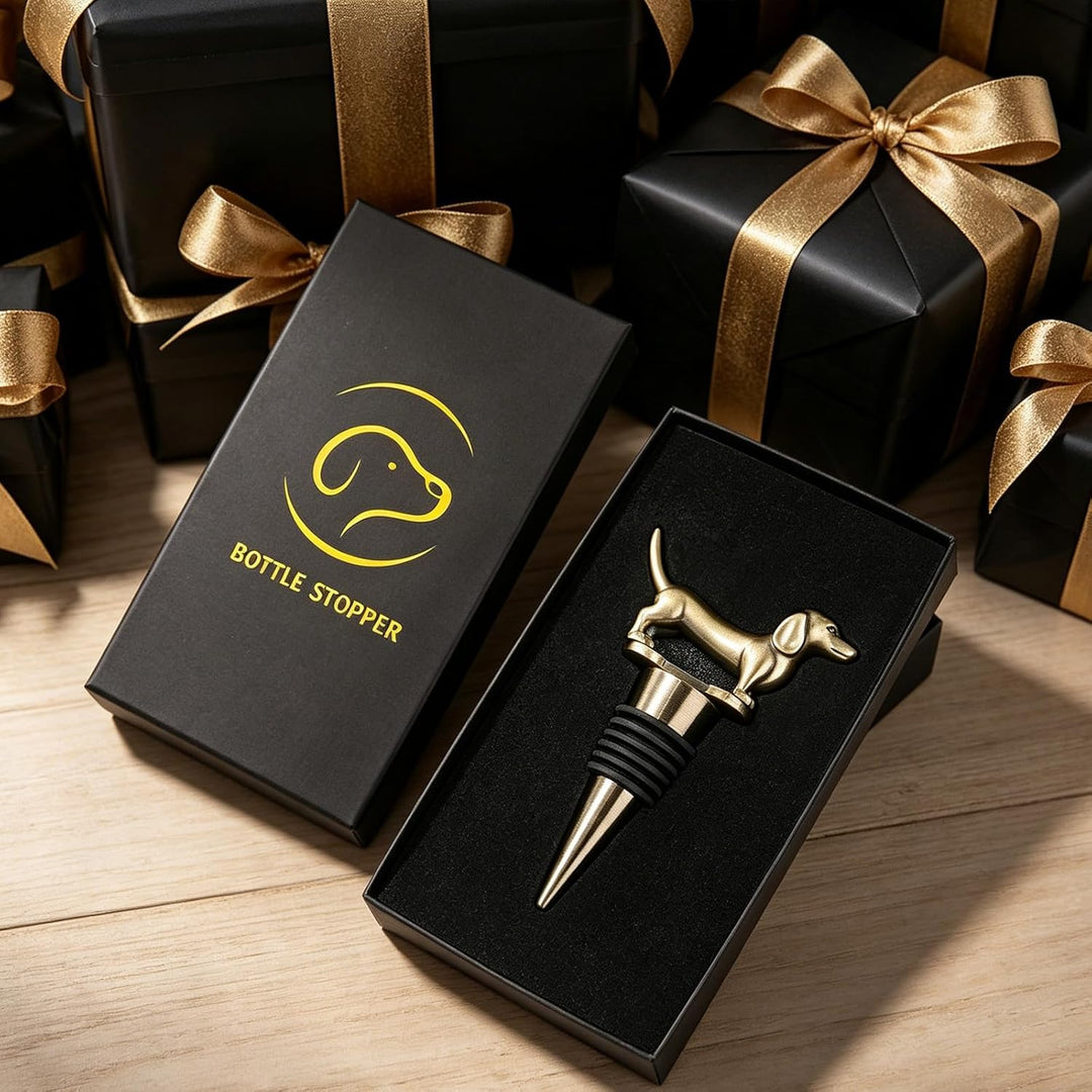 LKKCHER Dackel Weinflaschenverschluss, Dackel Geschenke, Dackel Deko Geburtstagsgeschenk Weingeschen