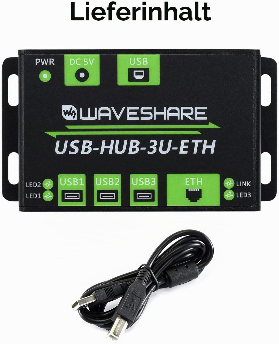 Waveshare Industrial Grade Multifunctional USB HUB Extending 3X USB Ports + 100M Ethernet Port Suita