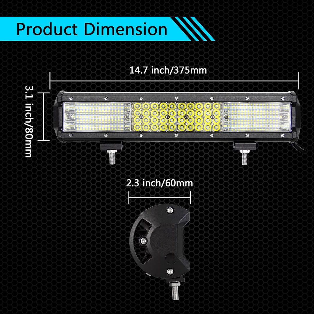 AUXTINGS 15 Zoll 390W LED-Lichtleiste 4 Reihen Spot Flood Combo Beam Off Road Lights Arbeitsleuchte