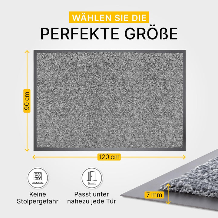 Entrando Fussmatte 90x120 cm rutschfest & saugstark – Pflegeleichte Schmutzfangmatte für Innen & Aus