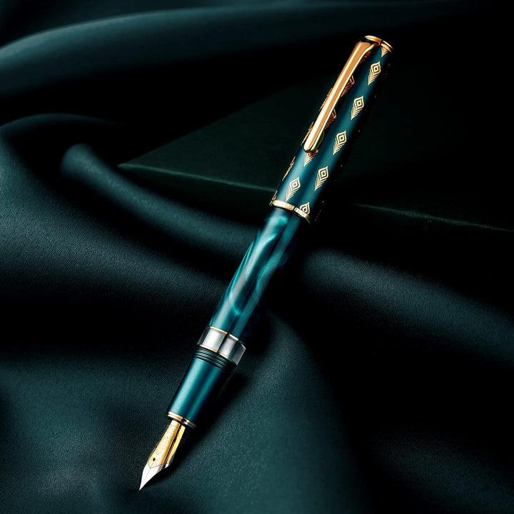 Hongdian N7 Blau Pfau Harz Kolben Füllfederhalter, Iridium Medium Feder Klassischer Stift, Glatt Sch
