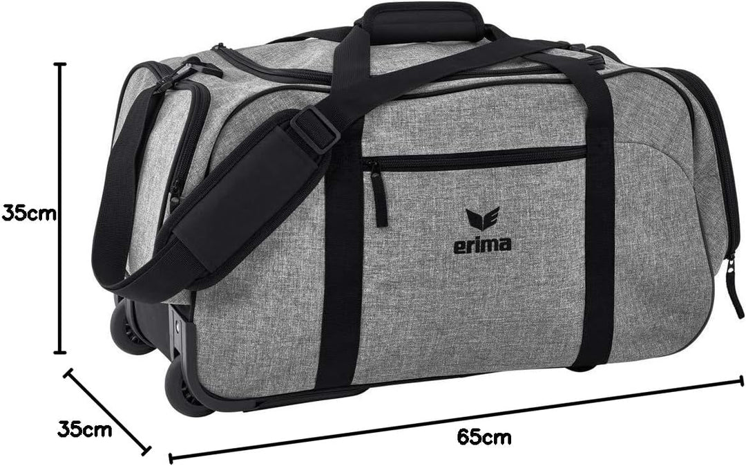 Erima Reisetasche Travel Line Rollentasche mit Bodenfach M Grau Melange/Schwarz, M Grau Melange/Schw