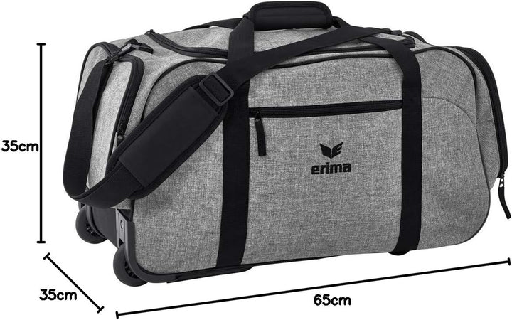 Erima Reisetasche Travel Line Rollentasche mit Bodenfach M Grau Melange/Schwarz, M Grau Melange/Schw