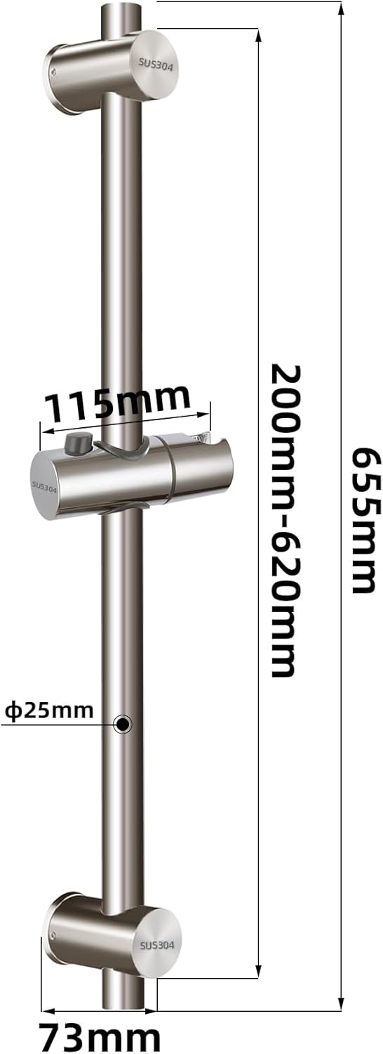 Drenky Duschstange, Duschstange aus 304 Edelstahl mit höhenverstellbaren und winkelverstellbaren Bef