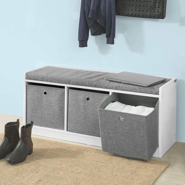 SoBuy Wandgarderobe-Set Flurset Flurmöbel Schuhbank mit Sitzfläche Flurgarderobe FSR65-DG+FRG282-W