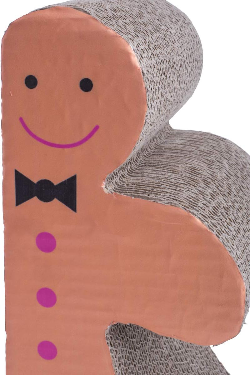 Petface Lebkuchenmann Kratzbaum aus Karton, braun, 1 Stück Lebkuchenkratzer aus Karton, Lebkuchenkra