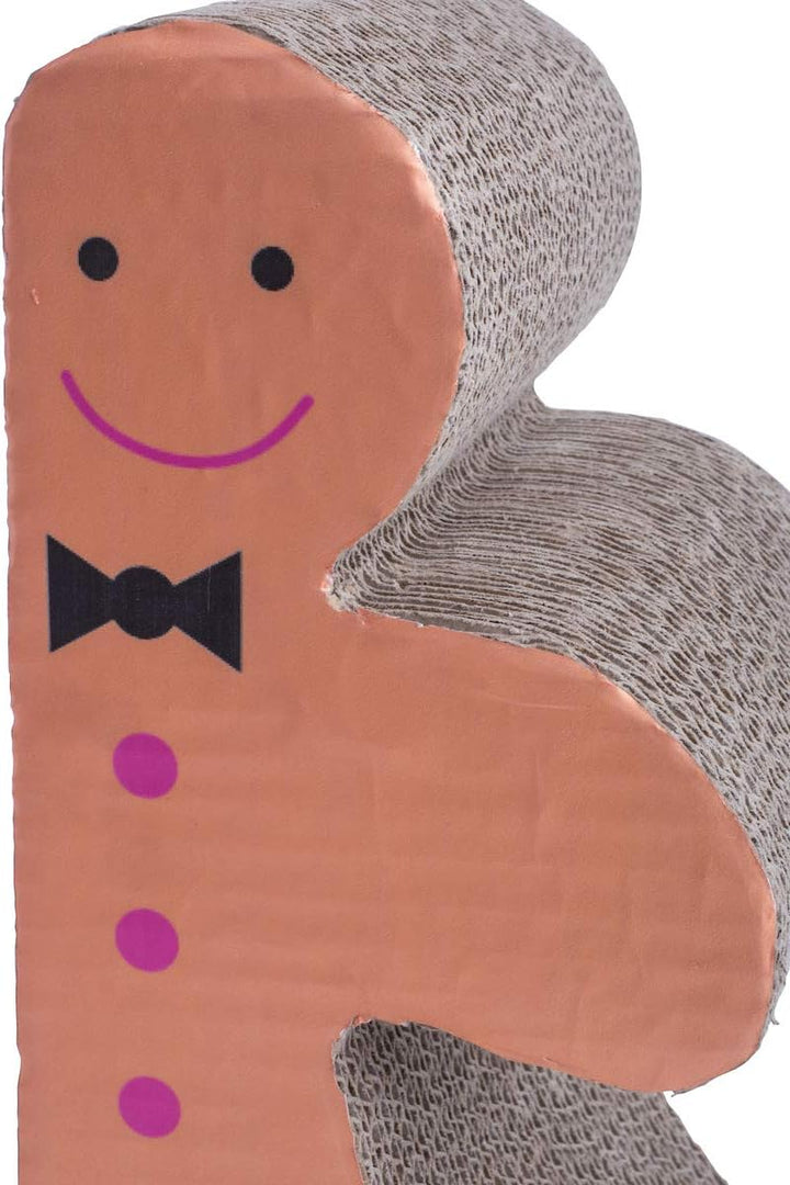 Petface Lebkuchenmann Kratzbaum aus Karton, braun, 1 Stück Lebkuchenkratzer aus Karton, Lebkuchenkra