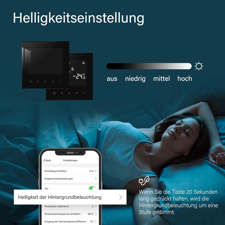Thermostat Fussbodenheizung Smart für Wasser Fussbodenheizung, Beok WiFi Raumthermostat Digital Heiz