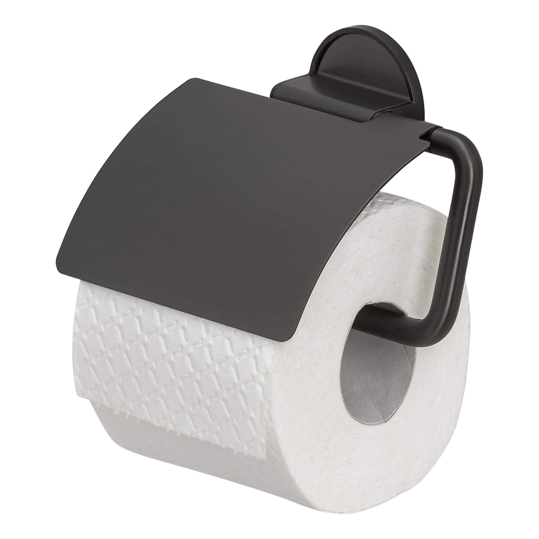 Tiger Tune Toilettenpapierhalter mit Deckel, Montage ohne Bohren dank integrierter Klebefolie, optio