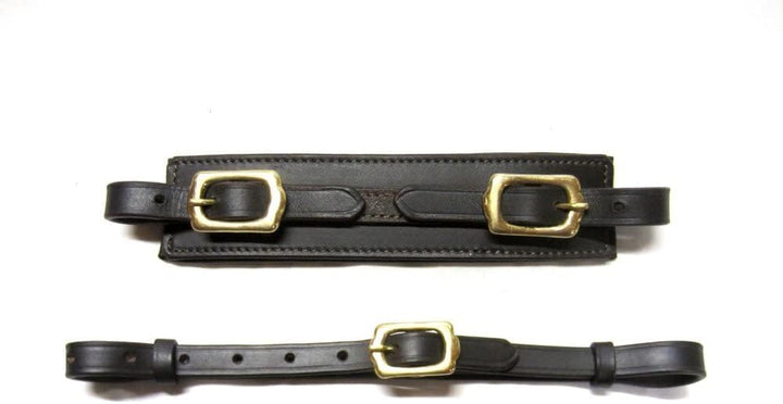 PS Pferdeartikel Mit Softleder gepolsterter Nasenriemen Plus Kinnriemen im Set Farbe Natur mit silbe