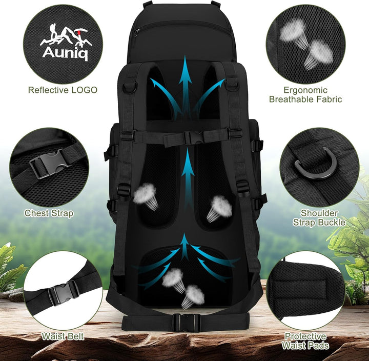 Wanderrucksack 100L, Herren Damen Wasserdichter Trekkingrucksack Reiserucksack Outdoor Wandern Rucks