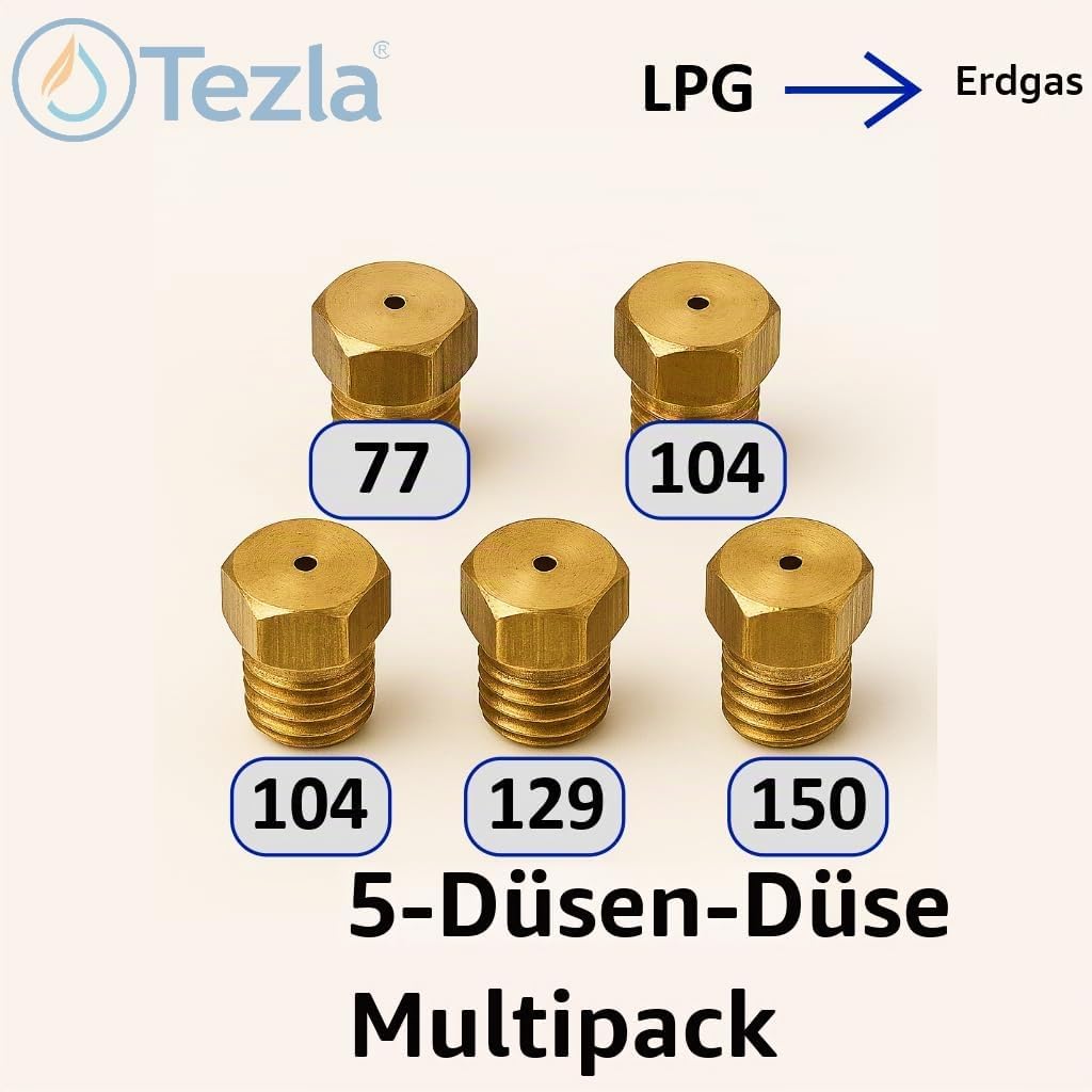 Erdgas Jet Set - 5 Brenner Kochfeld Injektor Düse Umbausatz 77 2x104 129 150