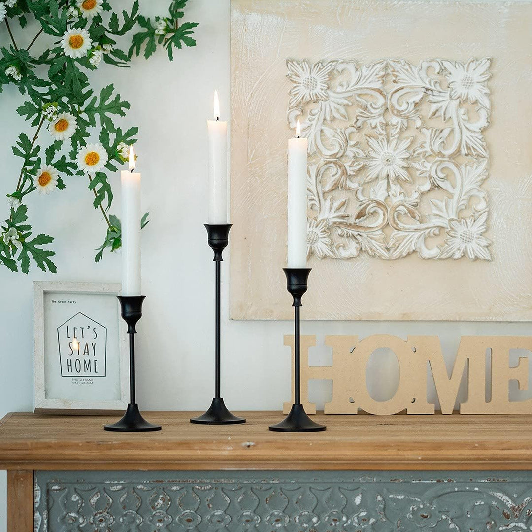Romadedi Kerzenständer für Stabkerzen aus Metall, 6er-Set, Schwarz 2 Set/ 6 PCS Schwarz, 2 Set/ 6 PC
