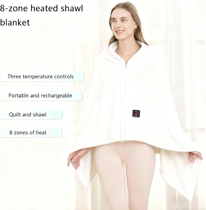 SNZ USB Heizdecke mit 10000mAh Akku, 150 x 80 cm Kabellos Heated Blanket, 3 Temperatursstufen, Flane