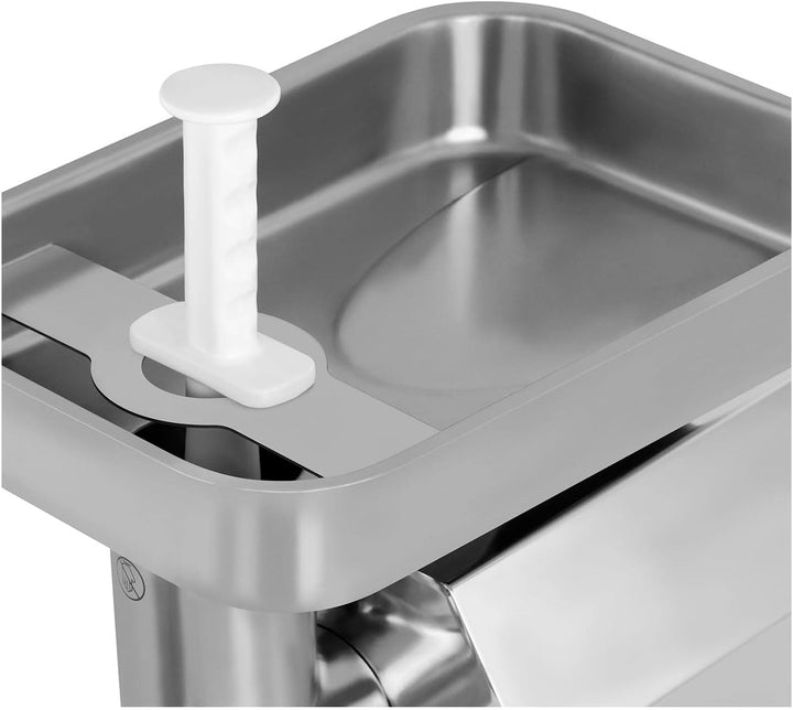 Royal Catering Fleischwolf elektrisch Edelstahl 1100 W 480 kg/h inkl. 2 Lochscheiben (Ø 4,5 / 8 mm)