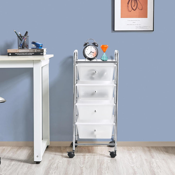 Yaheetech Küchewagen Rollwagen inkl. 4 Schubladen Allzweckwagen Küchen Organizer Servierwagen Trolle