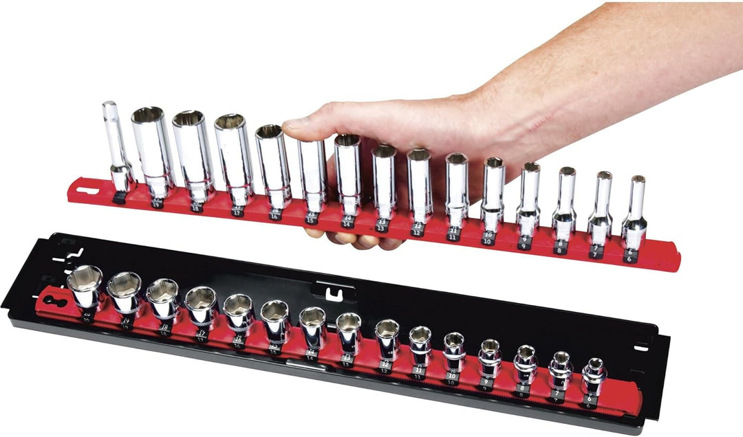 Ernst Verarbeitung Boss 2-rail Universal Twist Lock Socket Tablett, 8452 19", 1/4" Drive Rot, 19", 1