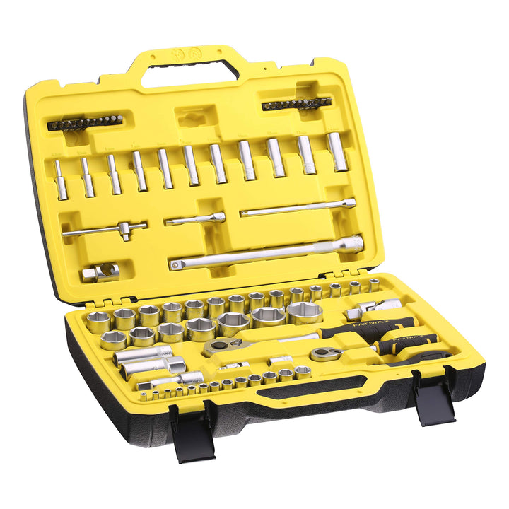 Stanley Fatmax Steckschlüssel-Set (81-teilig, ½“ und ¼“, 6-Kant, im Koffer mit Metalllaschen, für vi