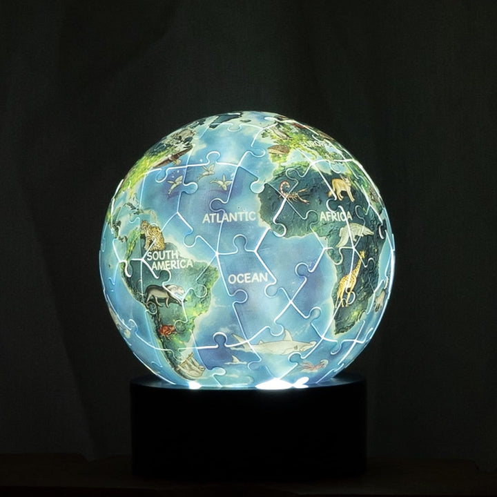 Ravensburger 3D Puzzle 11844 - Nachtlicht Erde bei Nacht - Puzzle-Ball Kinderglobus mit LED Leuchtso