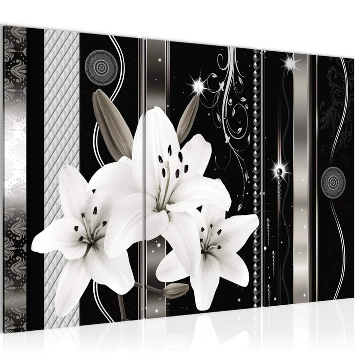 Runa Art Wandbilder Blumen Lilien Bild XXL Wohnzimmer Schlafzimmer Grau Abstrakt 120 x 80 cm 3 Teili