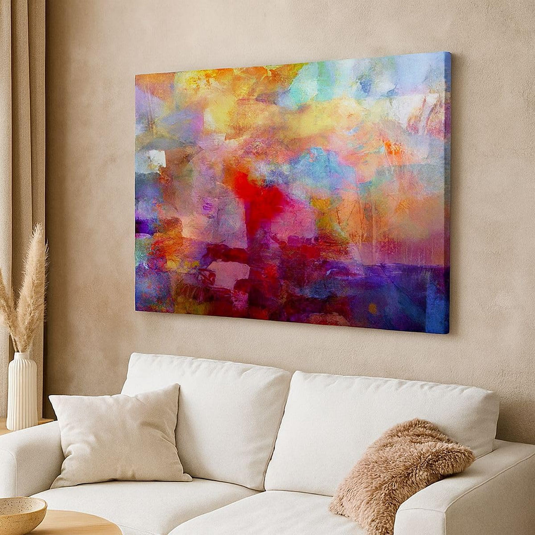 Bilder auf Leinwand 100x70cm Leinwandbild mit Rahmen Abstraktion modern Gross Wanddeko Bild Schlafzi