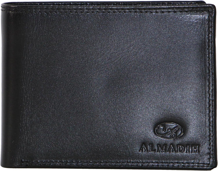 ALMADIH Leder Portemonnaie querformat RFID Schutz 11 Kartenfächer Münzfach Rindsleder Geschenkbox (P