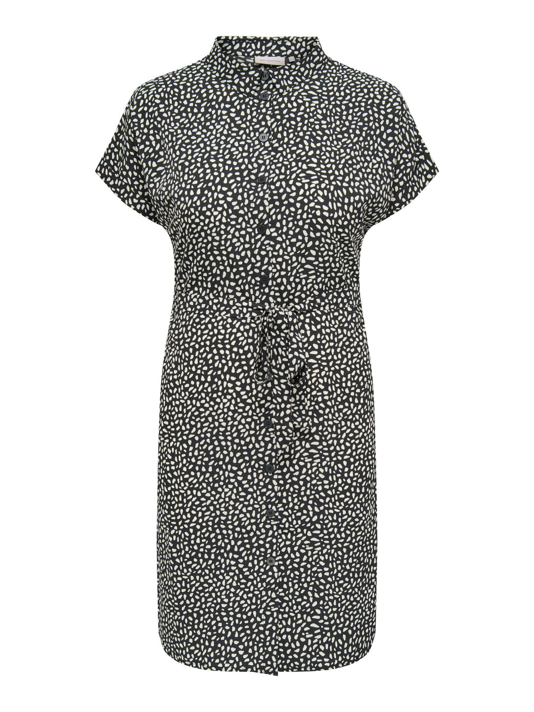 ONLY Damen Cardiega Ss Blk Shirt Dress WVN Noos Kleid 44 Grosse Grössen Black/Aop:cloud Dancer Graph
