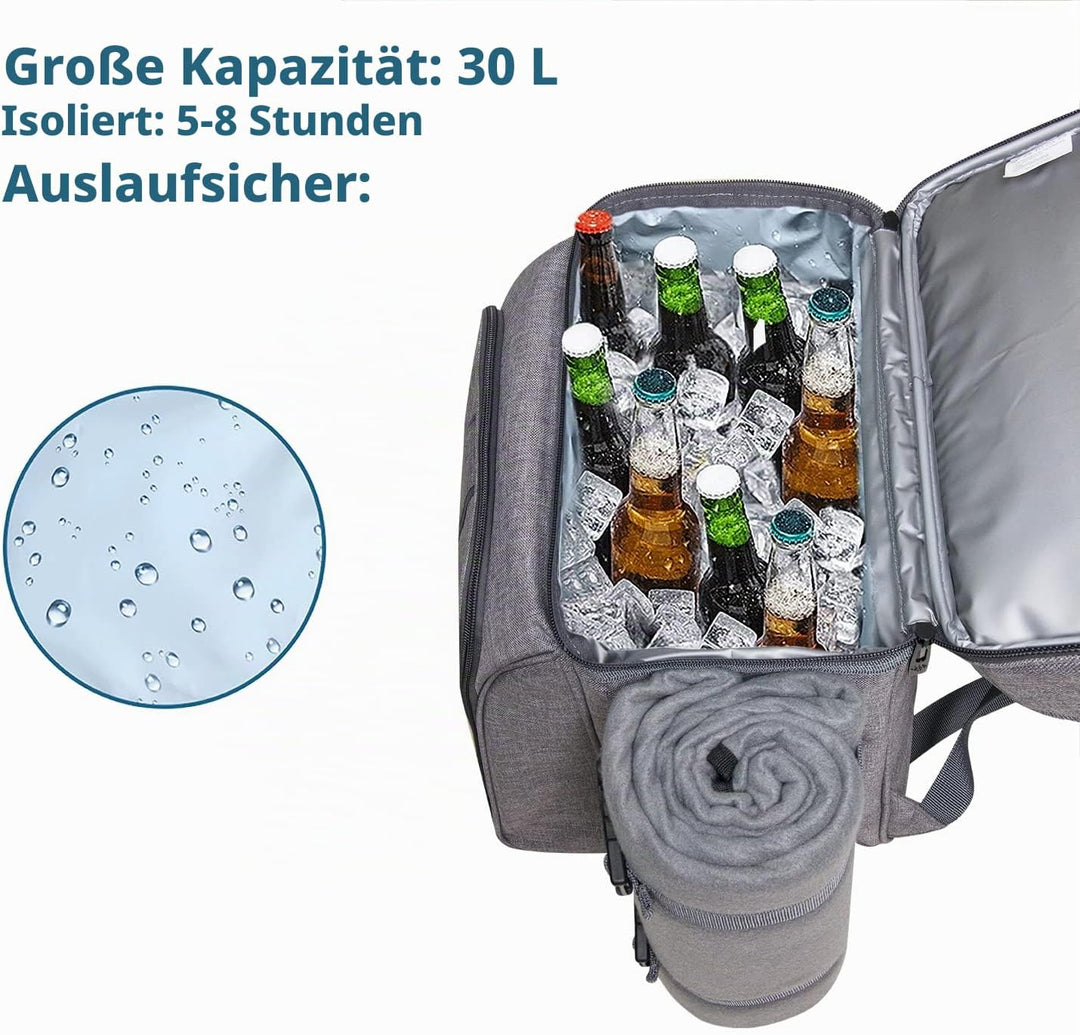 Hap Tim Picknickkorb für 2, 2 Personen Picknick-Rucksack mit Weinhalter, Fleecedecke, Besteck-Set, p
