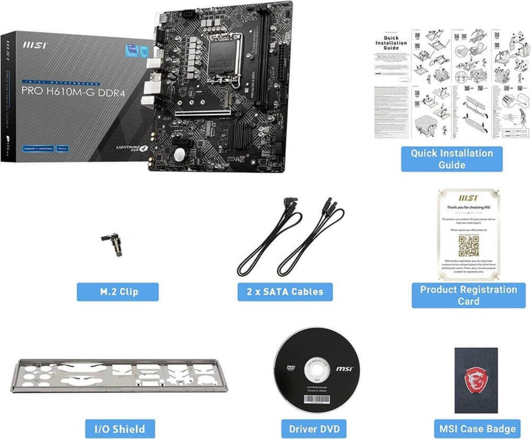 MSI PRO H610M-G DDR4 DDR4 Motherboard (mATX, Intel Core der 12. Generation, LGA 1700 Socket, DDR4, P