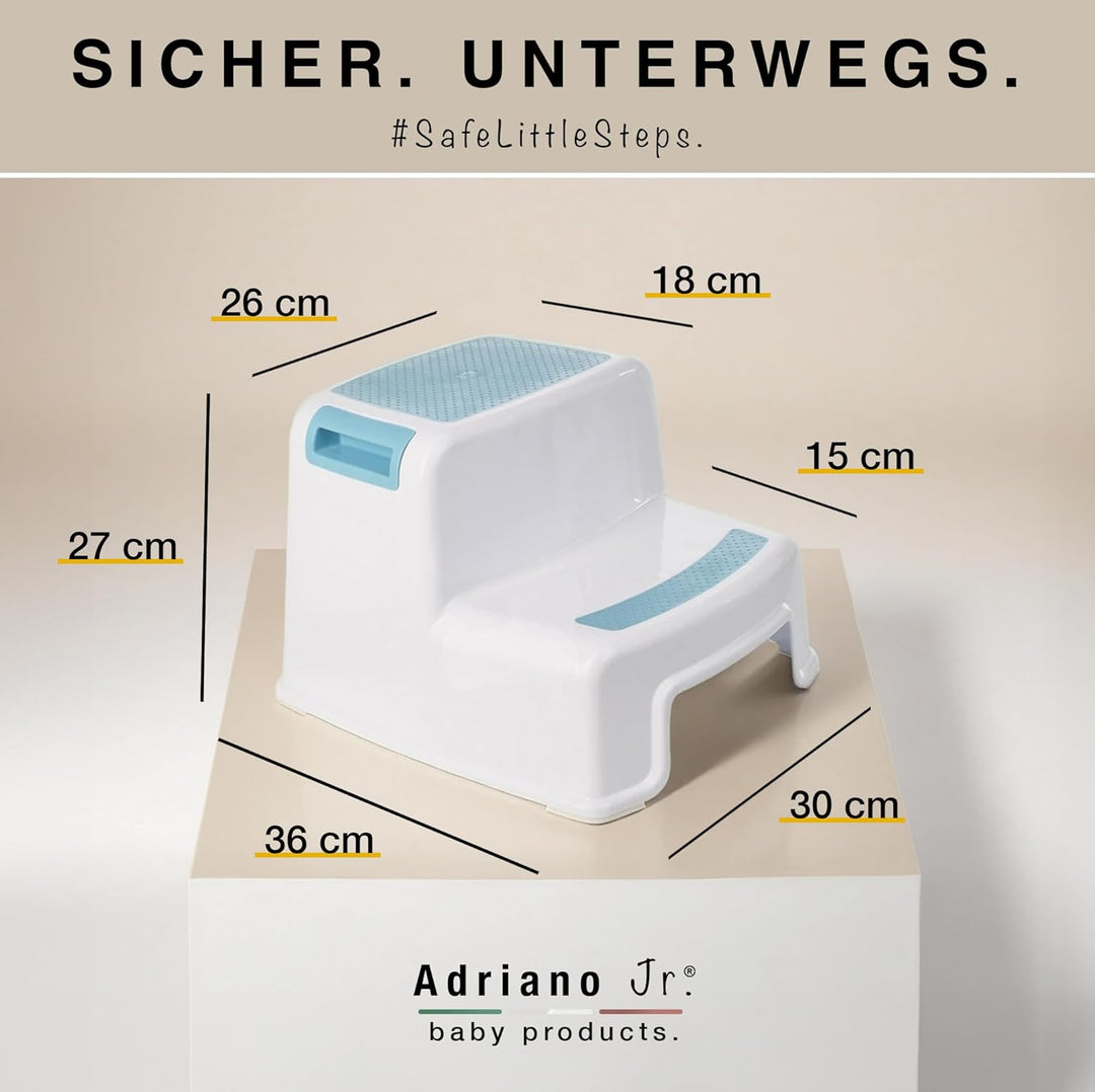 I Tritthocker Kinder I 2-Stufig Hocker I 26cm Hoch I Belastbarkeit 80kg I Gummierte Trittfläche I Ho