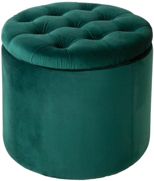 riess-ambiente.de Eleganter Hocker MODERN BAROCK 50cm dunkelgrün Samt Couchtisch Tisch Aufbewahrungs