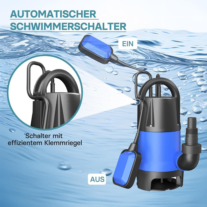 Schmutzwasserpumpe 400 W 7500 l/h Tauchpumpe Gartenpumpe Brunnenpumpe Entwässerungspumpe