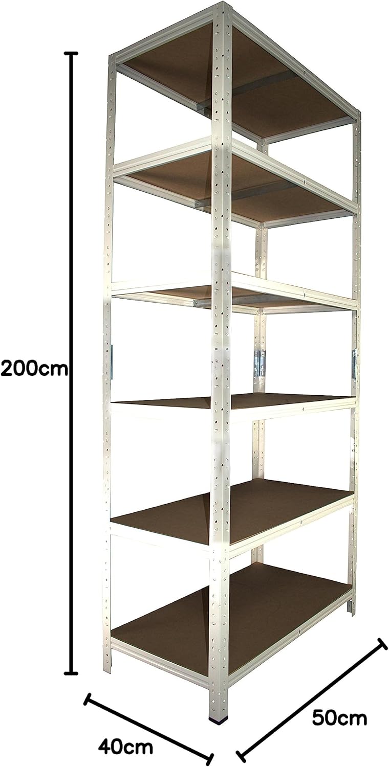 shelfplaza® 200x50x40cm Home Schwerlastregal weiss/Metallregal mit 6 Böden/Kellerregal Metall, Garag