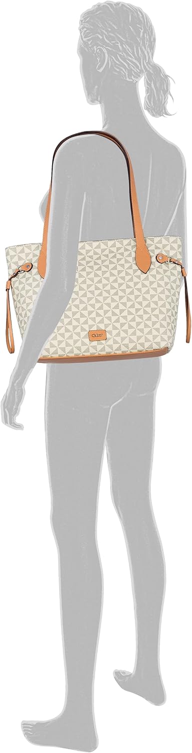 Gabor bags Barina Damen Shopper Umhängetasche Reissverschluss Mixed White, Mixed White