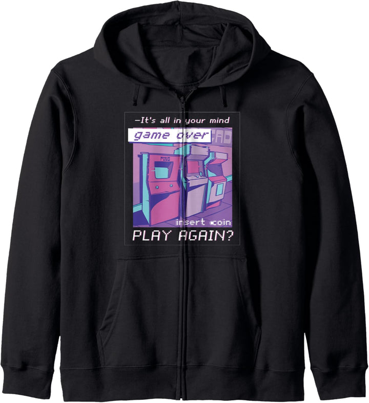 Retro Spielhalle Japanische Vaporwave Ästhetik 80er Gamer Kapuzenjacke