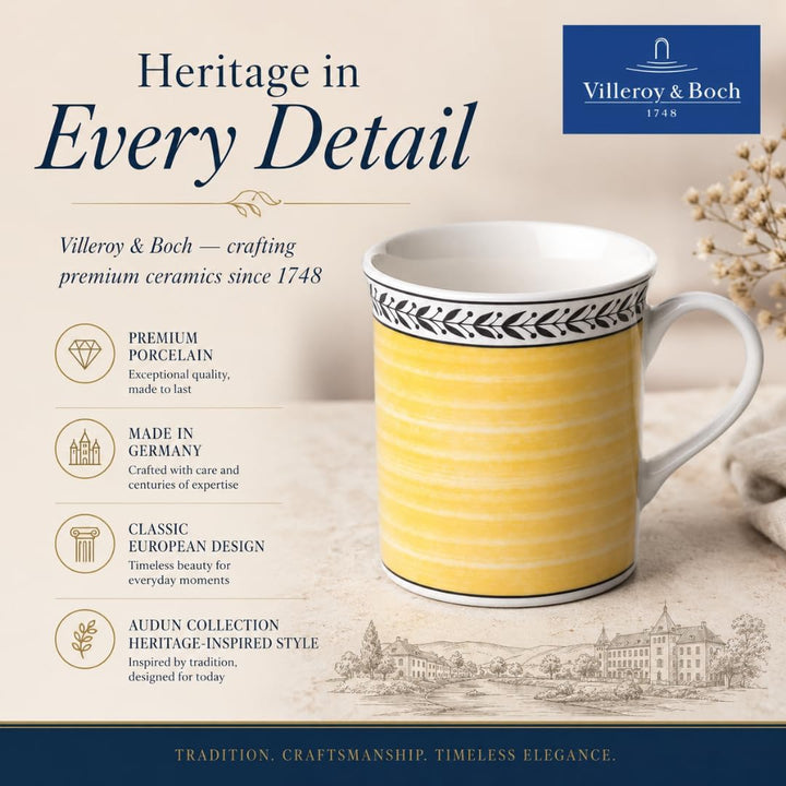 Villeroy und Boch Audun Fleur Kaffeebecher, 300 ml, Höhe: 9,1 cm, Premium Porzellan, Weiss/Bunt, Aud