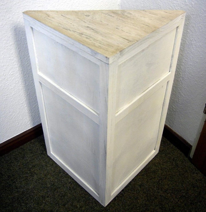 GeKi Trend Chabby Chic Eckschrank klein Kommode Holz 1 Schublade und Lamellentür 63 cm H Landhaus Vi