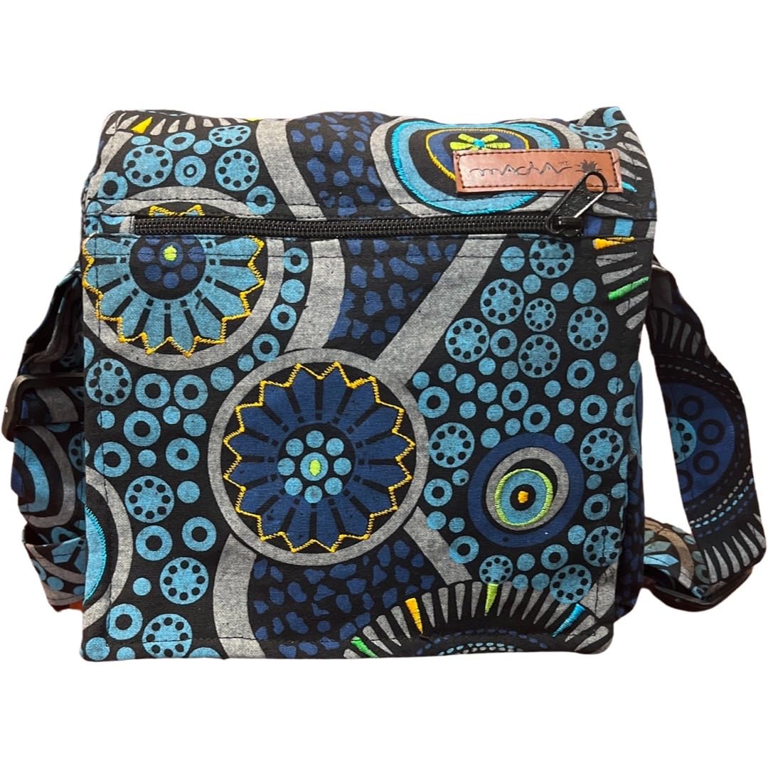 Damen Baumwolle Umhängetasche Indische Ethno Stil Boho Maliprint Tasche Baumwolle satche l mit Klapp