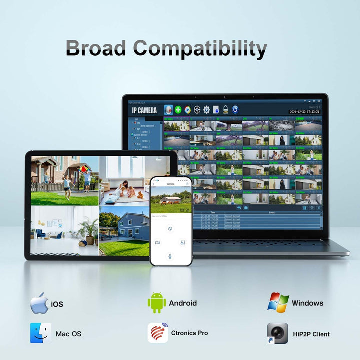 Ctronics Überwachungskamera Aussen Akku 15000mAh 355°/95° Schwenkbar mit Solarpanel, 100% Kabellos P