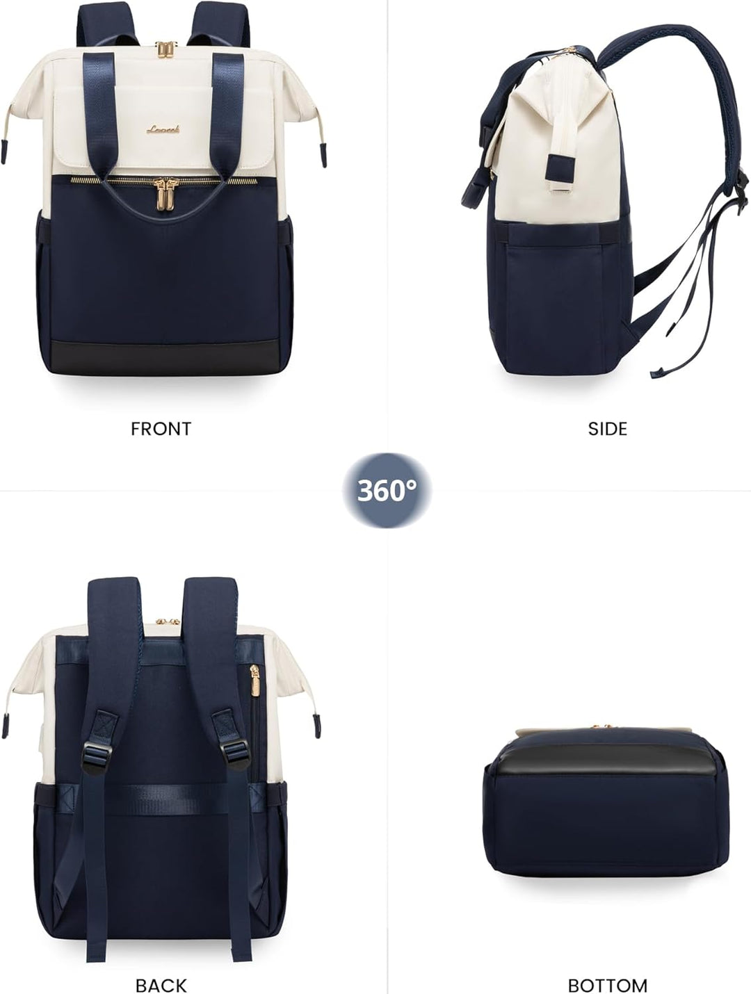 LOVEVOOK Rucksack Damen Blau, Schulrucksack Mädchen mit Laptopfach 15,6 Zoll, Rucksacktasche Damen 2