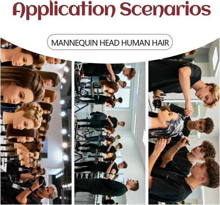 Ineffable Trainingskopf Schaufensterpuppenkopf mit Echthaar Puppenkopf mit Haaren 100% Echthaar Scha