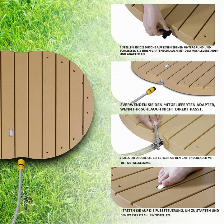 CCLIFE Gartendusche Aussendusche Bodendusche Outdoor, Aussendusche Garten Dusche Mit Fussrad, Fontän