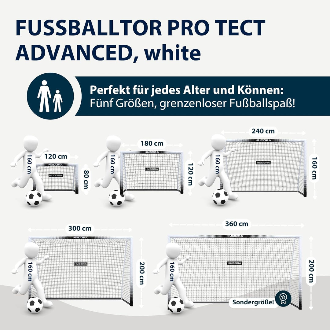 HUDORA Fussballtor Pro Tect 360 Advanced – Outdoor Fussballtor mit Netz und wetterfester Ummantelung